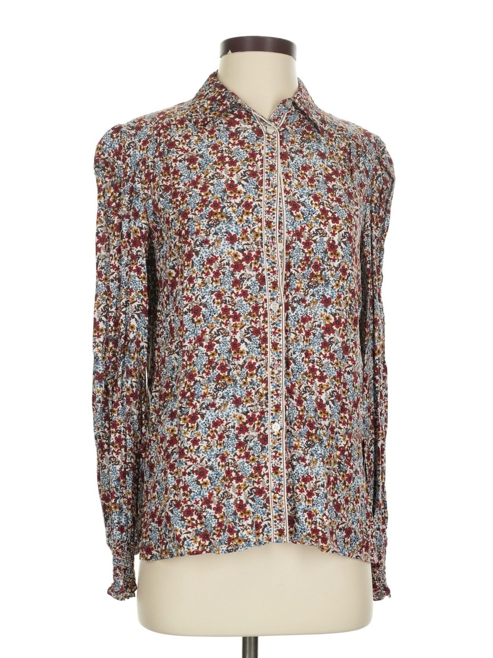 NWT - Max Studio Floral Button-Front Long Sleeve Shirt Size S
